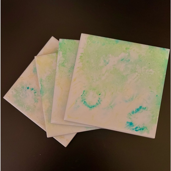 Set of 4 waterproof Ceramic Adsorbent Coasters, watercolors - Picture 4 of 4
